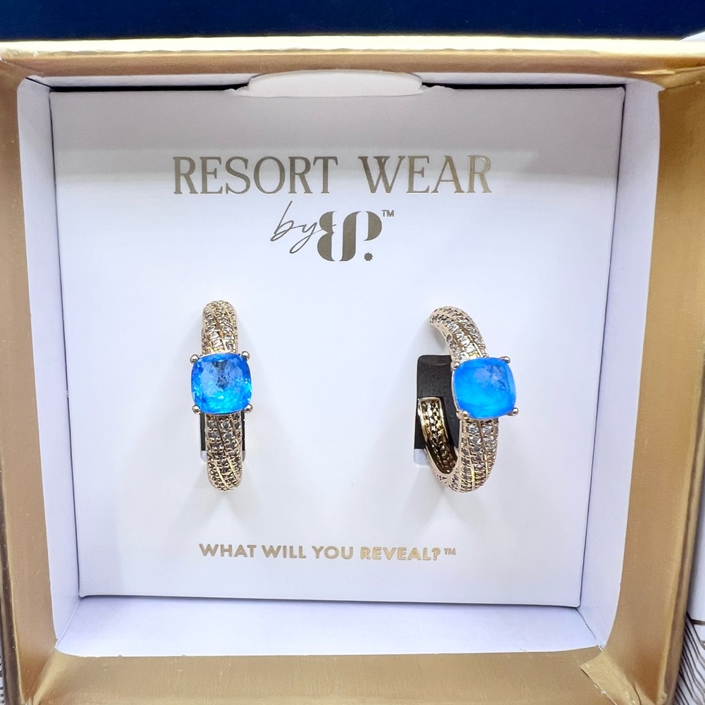 Bomb Party BP Resort Earrings The Margerite Earrings Blue Lace Agate Gold